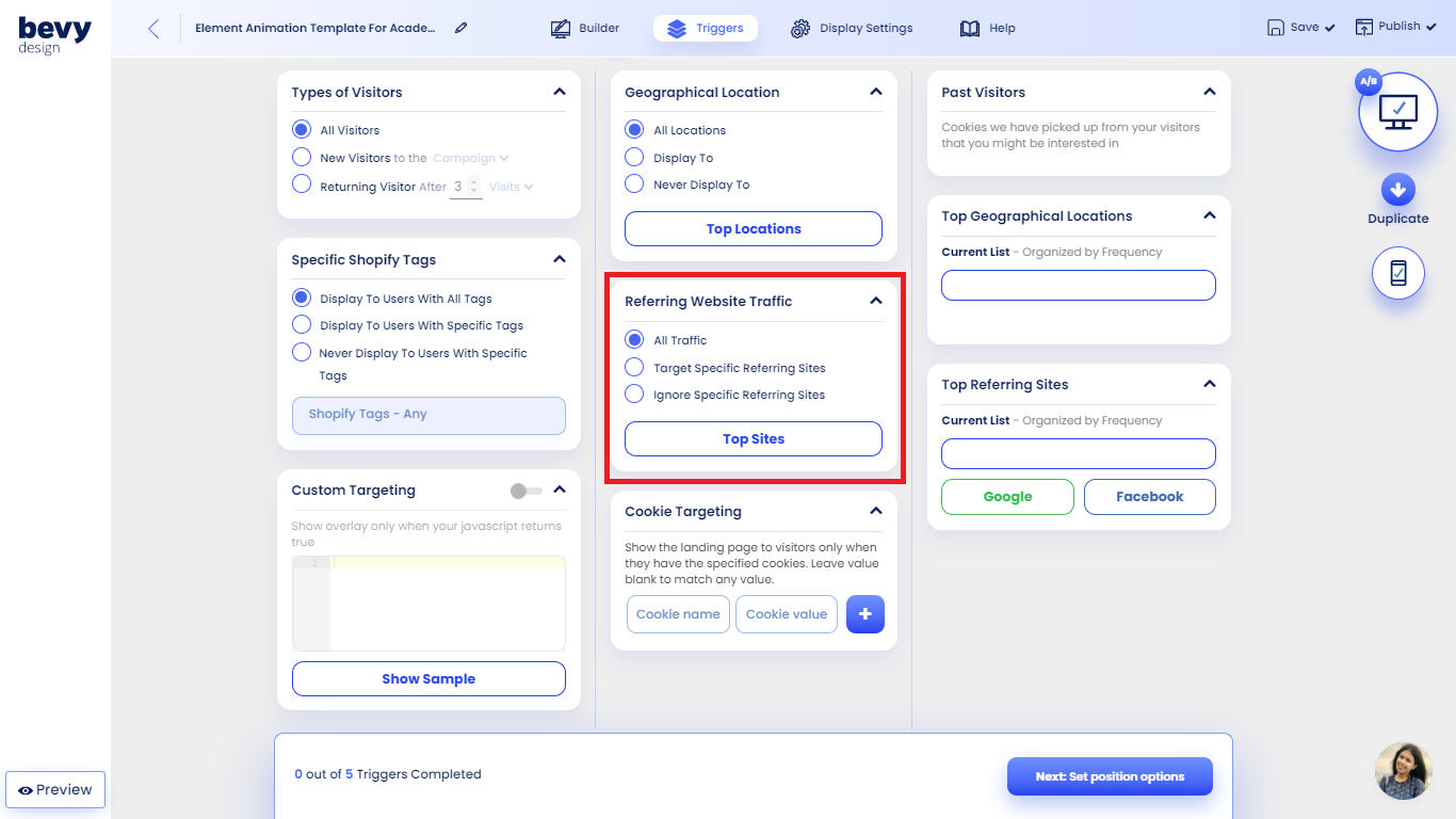 targeting_referral Screenshot of Referral site based targeting