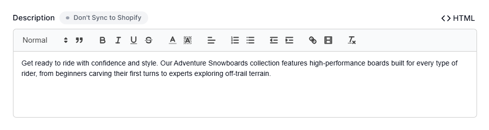 Screenshot of Smart Collections Builder Collection Creation Page-Entering Collection Description