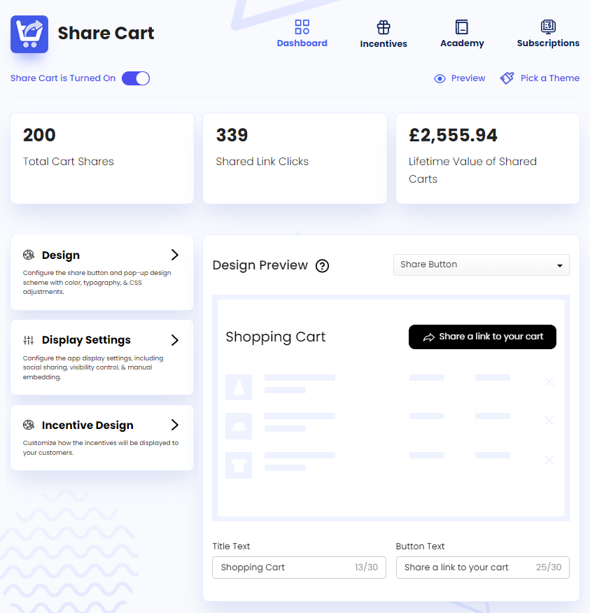 Share Cart Interface