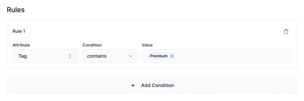 Screenshot of Smart Collections Builder-Filter Value
