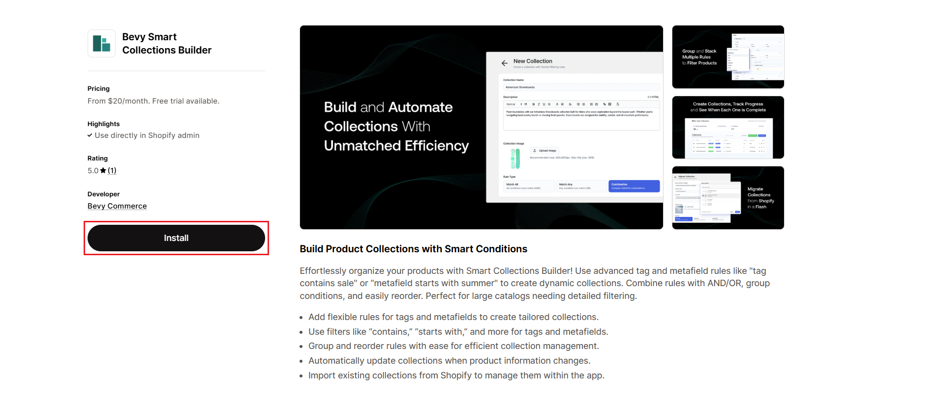 Smart Collections Builder on Shopify App Store Screenshot of Smart Collections Builder on Shopify App Store