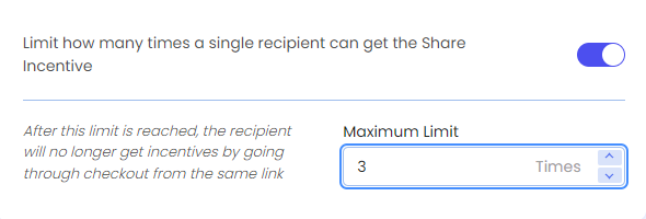 Screenshot of Share Cart Incentives Tab-Limit Incentive Toggle