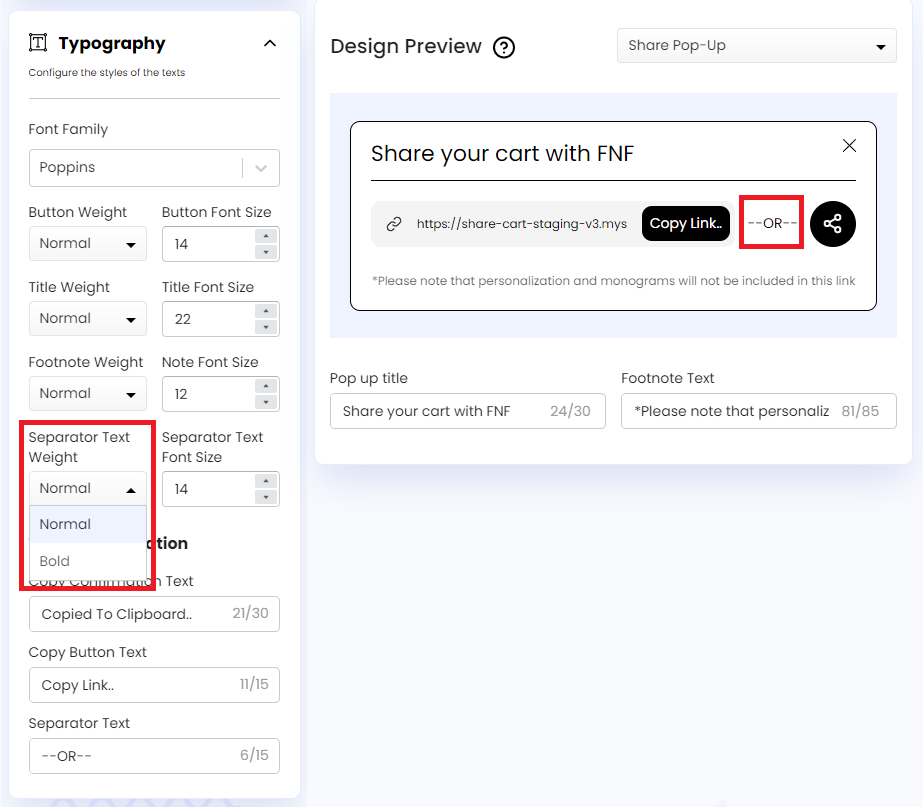 Separator Text Weight