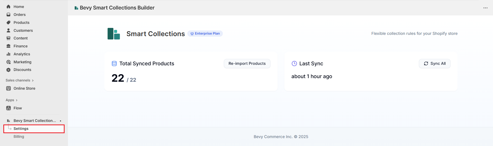 Screenshot of Smart Collections Builder Settings