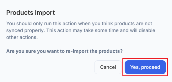 Screenshot of Smart Collections Builder Reimport Confirmation Modal